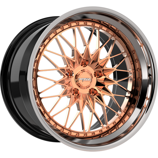 Katana Concept Series CR02 forged 3-piece wheel, rose gold with chrome lip