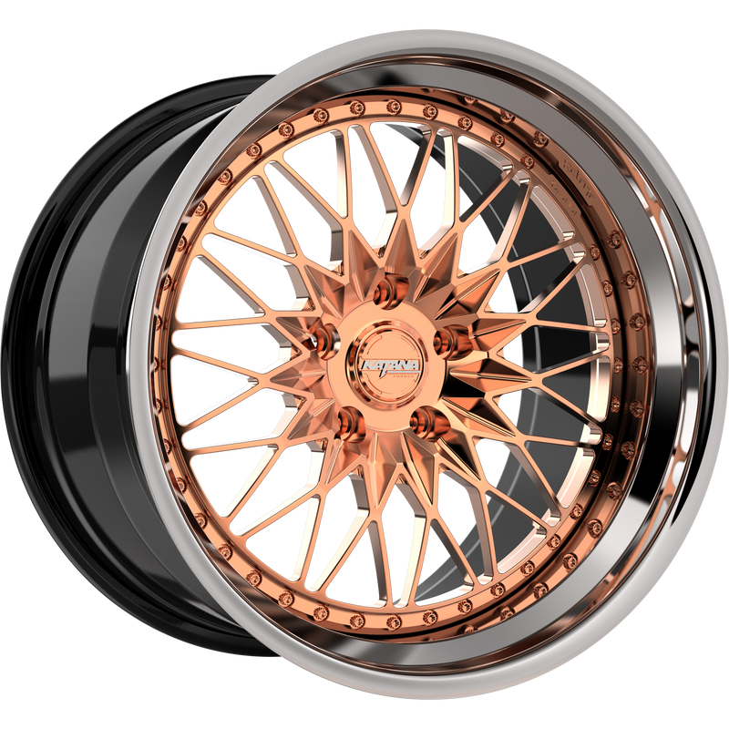 Katana Concept Series CR02 forged 3-piece wheel, rose gold with chrome lip